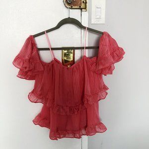 DO+BE Pink off the shoulder ruched top